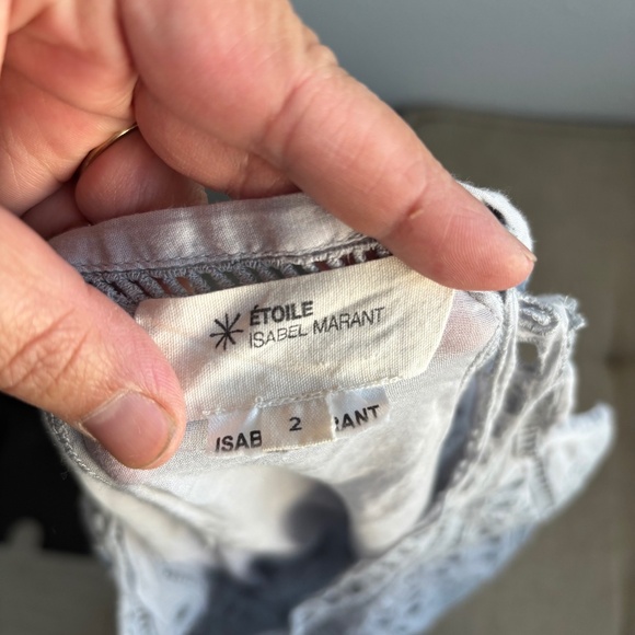 Isabel Marant Etoile Arthel Light Blue Embroidered Cutout Blouse - Picture 2 of 6